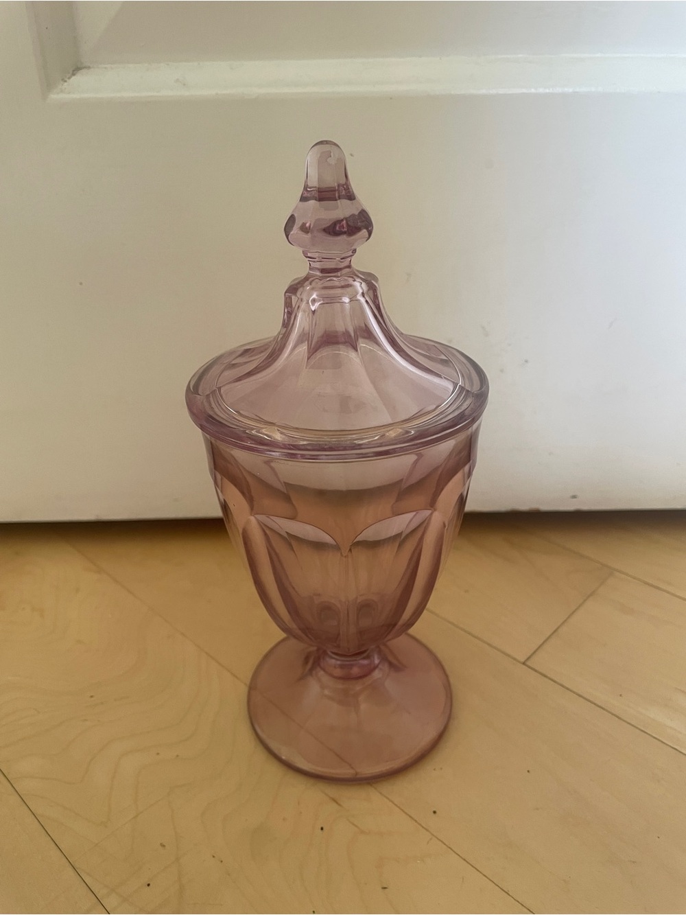 Purple Glass Heisey Hawthorne Recessed Panel Covered Candy Jar
